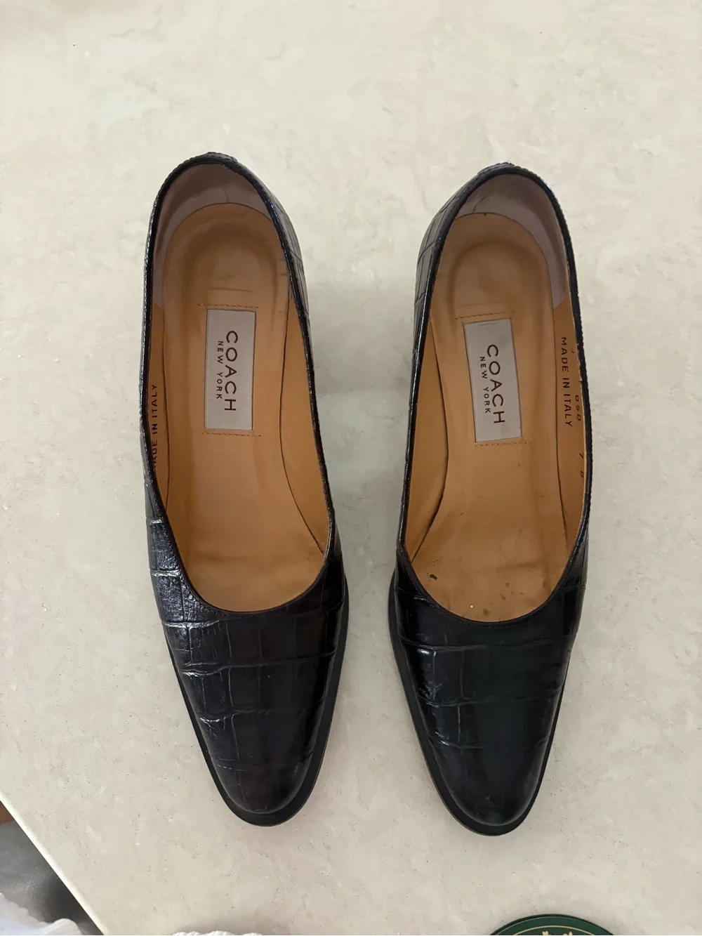 Coach Black Croc-Embossed Leather Heels